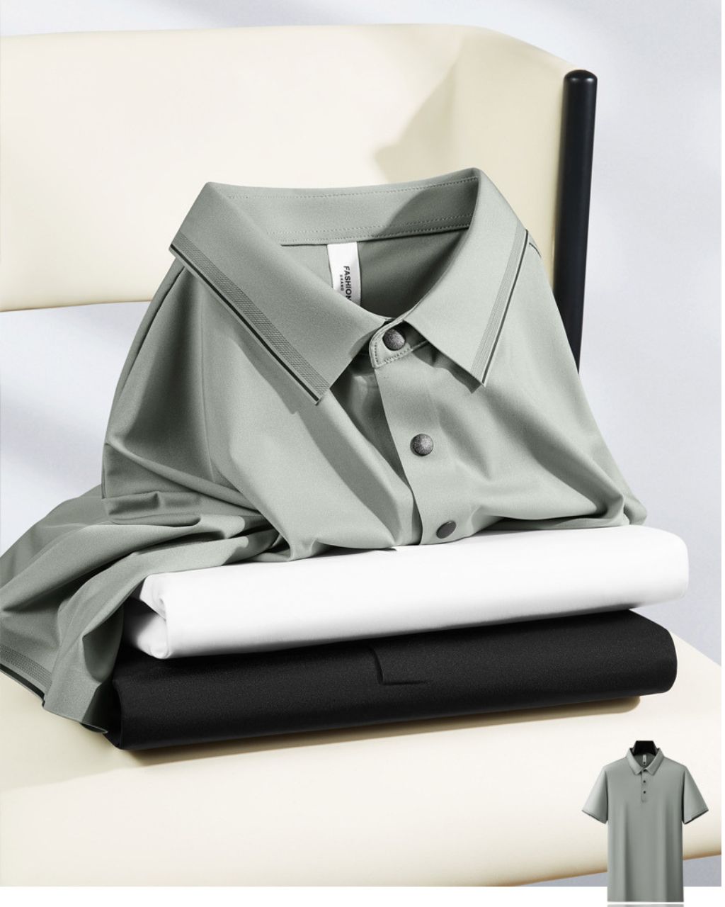 The Men’s Ice Silk Performance Polo | Midnight Black - Image 2